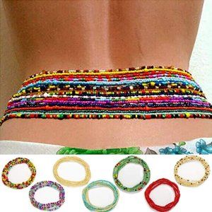 African Waist Beads Chain Layered Belly Body Chain Beach 7Pack Waist Jewelry